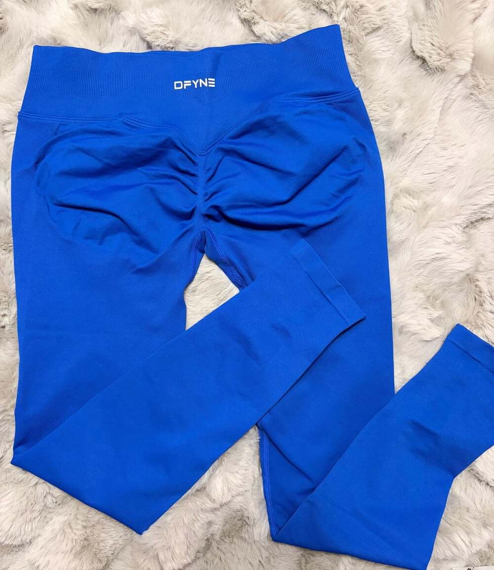 Dfyne Dynamic Seamless Leggings Size L Blue Scrunch Butt